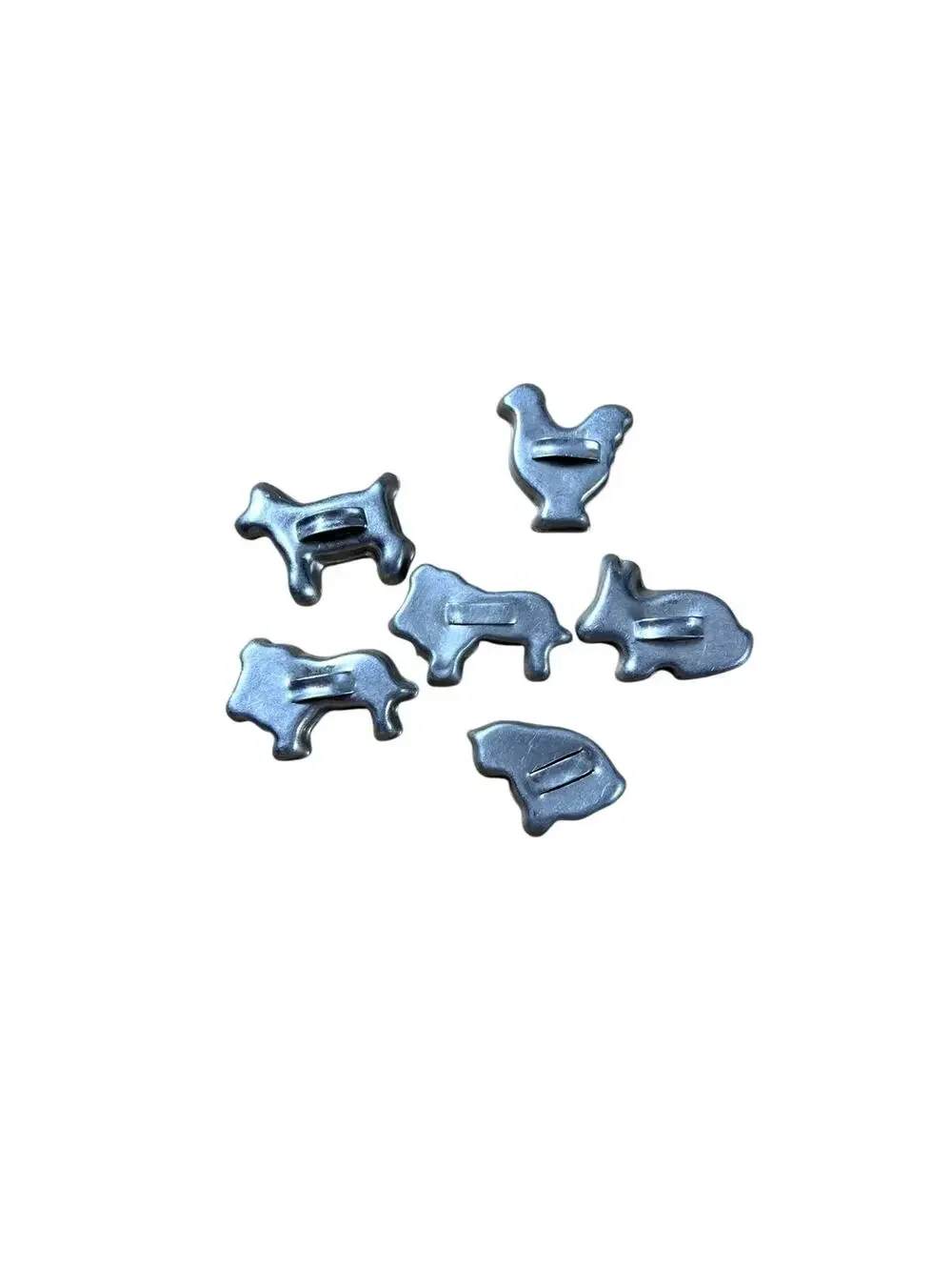 Mini Metal Animal Cookie Cutters Set 6 Silver Farm Animals Baking Decor Kitchen